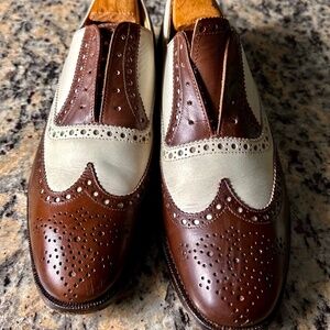Peel & Co Brooks Brothers Chocolate Brown And off White Spectator Wingtips Sz 9
